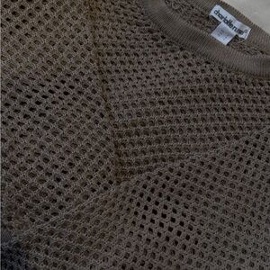 Charlotte Russe Taupe Open-Weave Crewneck Sweater